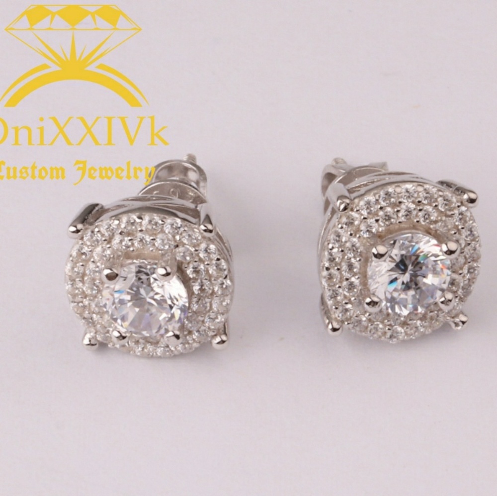 Iced Out Custom 925 Silver Studded Earrings